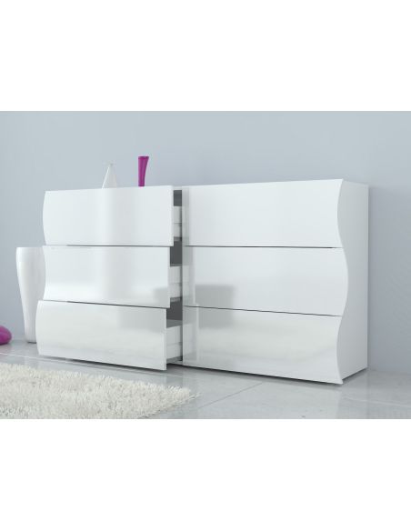 Credenza cucina con 6 cassetti bianco lucido Surf F