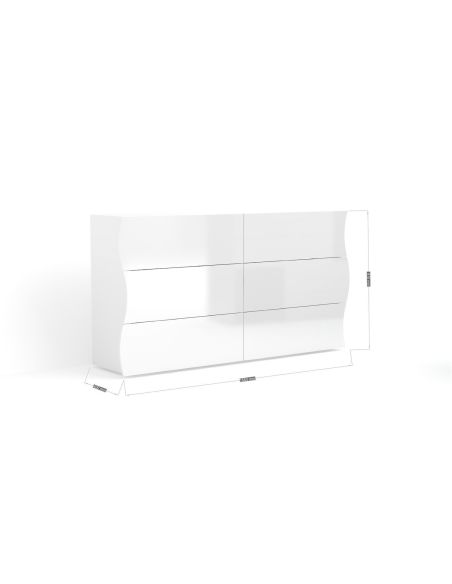 Credenza cucina con 6 cassetti bianco lucido Surf F