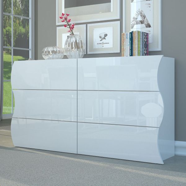 Credenza cucina con 6 cassetti bianco lucido Surf F