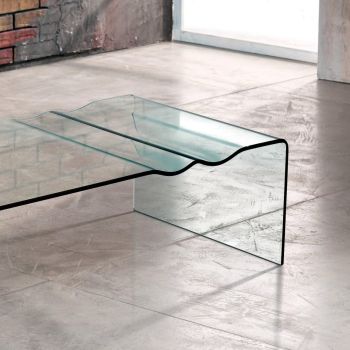 Tavolino in vetro curvato trasparente L110 Dunolly 2