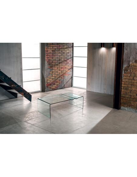 Tavolino in vetro curvato trasparente L110 Dunolly
