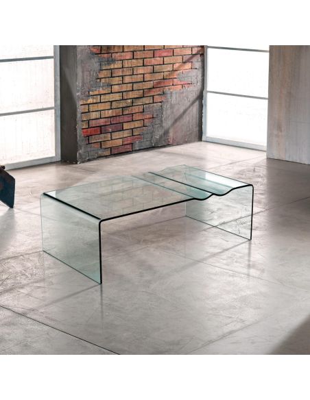 Tavolino in vetro curvato trasparente L110 Dunolly