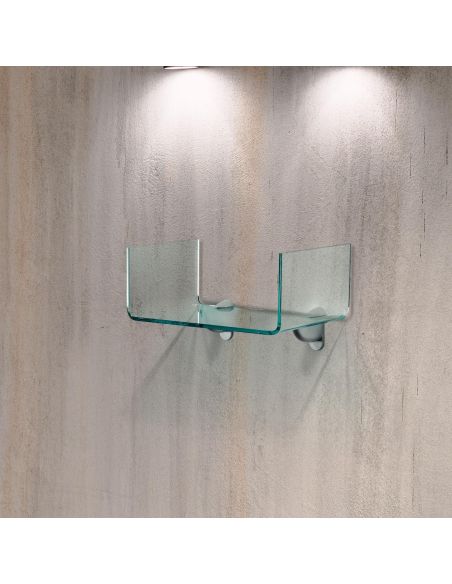 Coppia mensole in vetro curvato trasparente U2