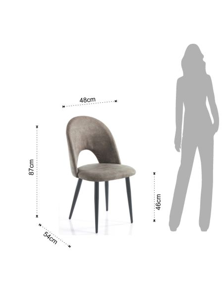 Set 4 sedie imbottite design moderno Dimitra Old Grey
