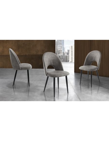 Set 4 sedie imbottite design moderno Dimitra Old Grey