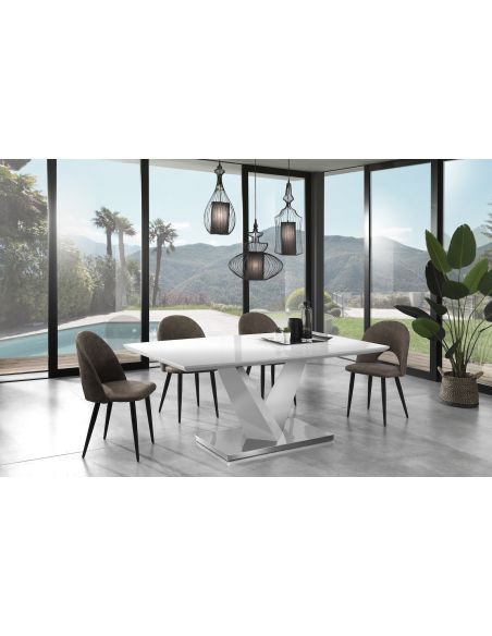 Set 4 sedie imbottite design moderno Dimitra Old Grey