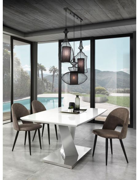 Set 4 sedie imbottite design moderno Dimitra Old Grey