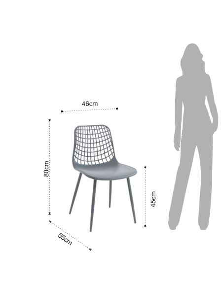 Set 4 sedie cucina da esterno / interno Filotea Grey