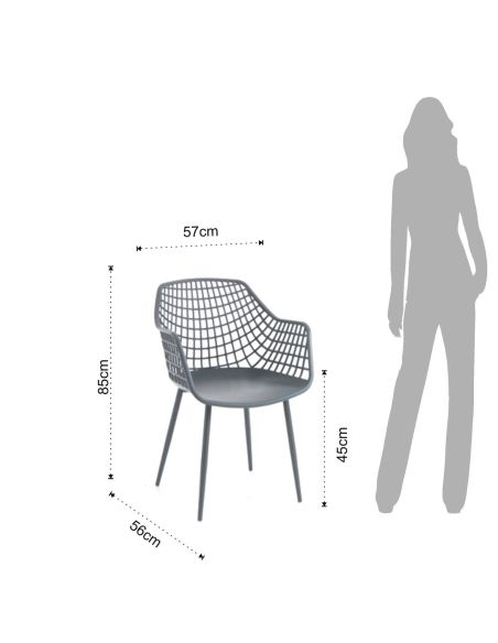 Set 4 sedie con braccioli Filotea Plus Grey Set 4 sedie con braccioli Filotea Plus Grey