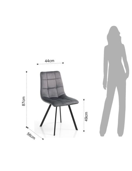 Set 4 sedie moderne imbottite Miracle Grey