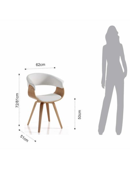 Sedia design moderno in legno e pelle sintetica Once Wood White Sedia design moderno in legno e pelle sintetica Once Wood White