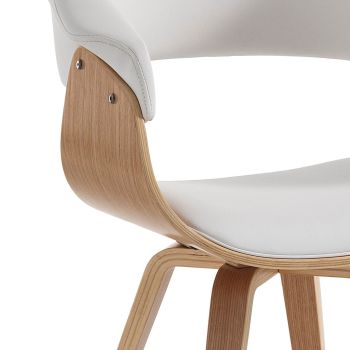Sedia design moderno in legno e pelle sintetica Once Wood White 2