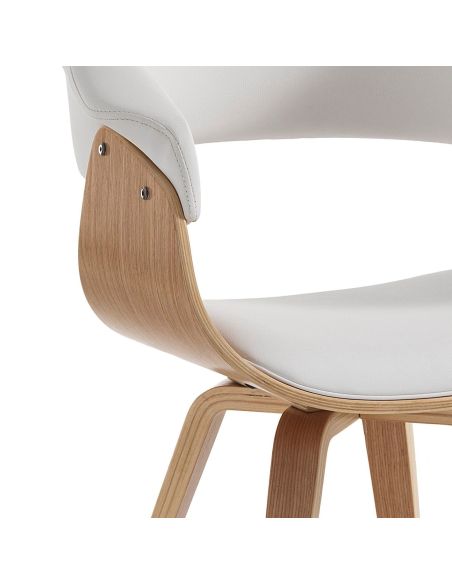 Sedia design moderno in legno e pelle sintetica Once Wood White Sedia design moderno in legno e pelle sintetica Once Wood White