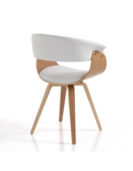 Sedia design moderno in legno e pelle sintetica Once Wood White Sedia design moderno in legno e pelle sintetica Once Wood White