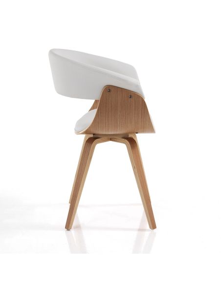 Sedia design moderno in legno e pelle sintetica Once Wood White Sedia design moderno in legno e pelle sintetica Once Wood White