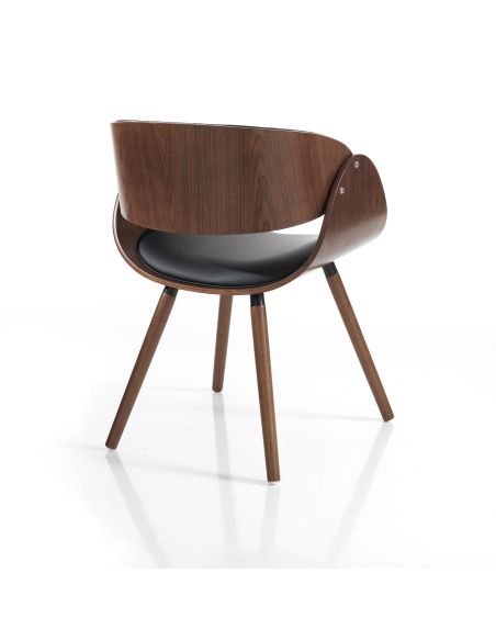 Sedia da cucina in legno e pelle sintetica Once Evo Black