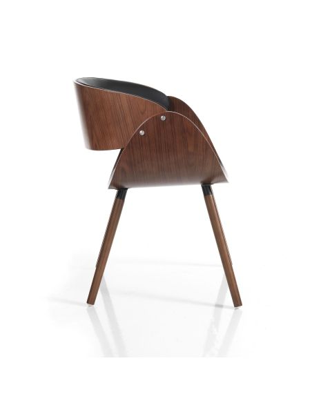 Sedia da cucina in legno e pelle sintetica Once Evo Black