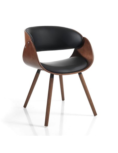 Sedia da cucina in legno e pelle sintetica Once Evo Black