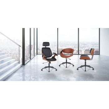 Poltrona da ufficio in legno e pelle sintetica Once High Black 2
