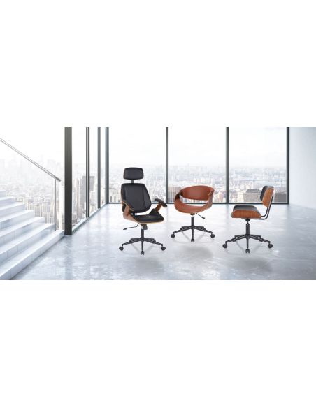 Poltrona da ufficio in legno e pelle sintetica Once High Black Poltrona da ufficio in legno e pelle sintetica Once High Black
