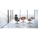 Poltrona da ufficio in legno e pelle sintetica Once High Black