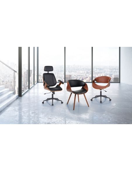 Poltrona da ufficio in legno e pelle sintetica Once High Black Poltrona da ufficio in legno e pelle sintetica Once High Black
