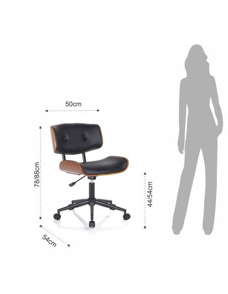 Poltrona da ufficio in legno e pelle sintetica Once-B