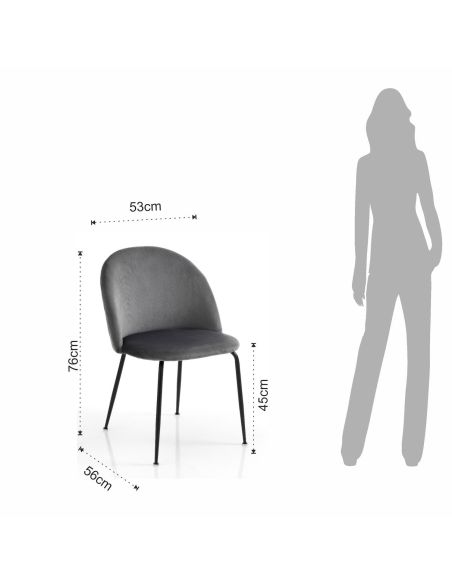 Set 4 sedie imbottite per cucina o sala pranzo While Grey