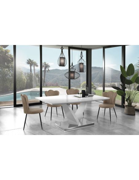 Set 4 sedie imbottite per sala da pranzo Tarja Sand