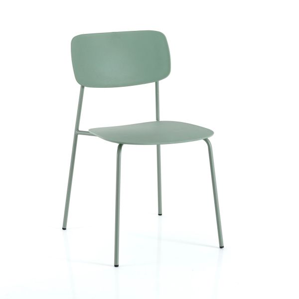 Set 4 sedie impilabili in acciaio e polipropilene Clarybel Green