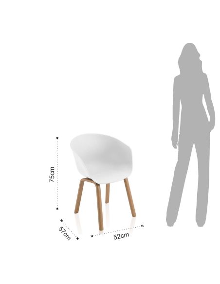 Set 4 sedie in polipropilene moderne Darlene White