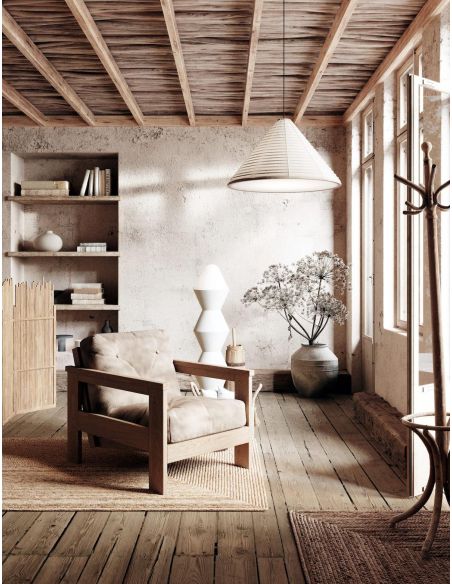 Poltrona da salotto moderna in legno massello Kolari