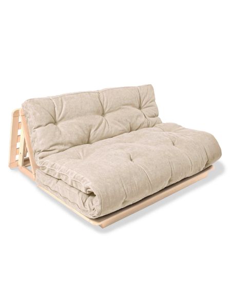 Divano letto matrimoniale in legno Derup