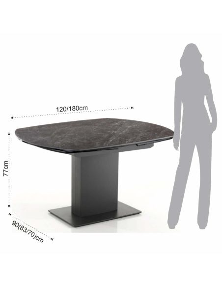 Tavolo allungabile con piano in ceramica Campbell Black Tavolo allungabile con piano in ceramica Campbell Black