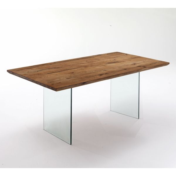 Tavolo scrivania in vetro e legno massello Tero