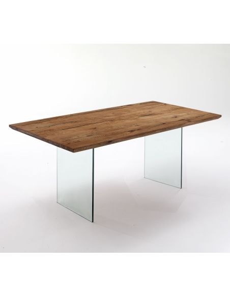 Tavolo scrivania in vetro e legno massello Tero Tavolo scrivania in vetro e legno massello Tero