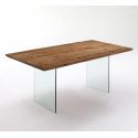 Tavolo scrivania in vetro e legno massello Tero