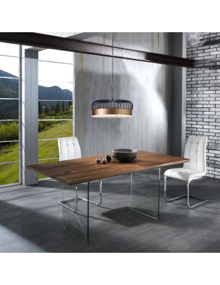 Tavolo scrivania in vetro e legno massello Tero Tavolo scrivania in vetro e legno massello Tero