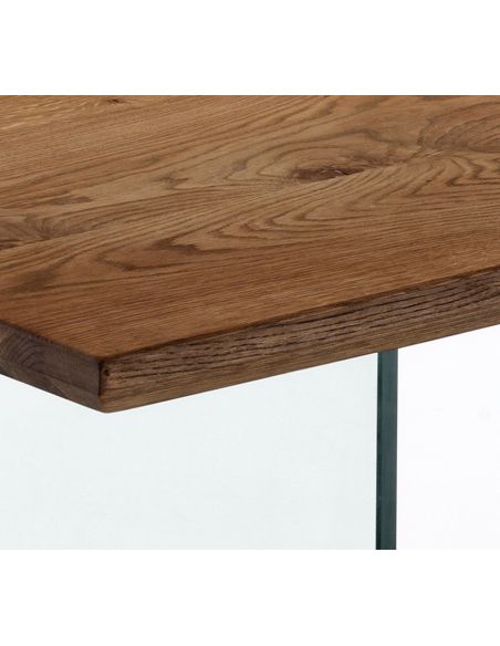 Tavolo scrivania in vetro e legno massello Tero Tavolo scrivania in vetro e legno massello Tero