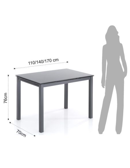 Tavolo rettangolare allungabile 110x70 cm Learn Grey