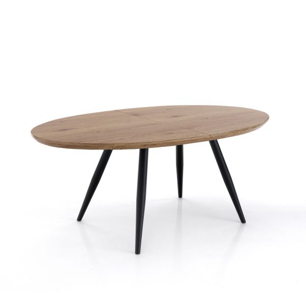 Tavolo ovale allungabile in metallo e legno Lillestrom