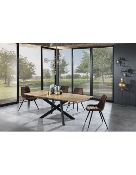 Tavolo rettangolare allungabile in metallo e legno Kalervo