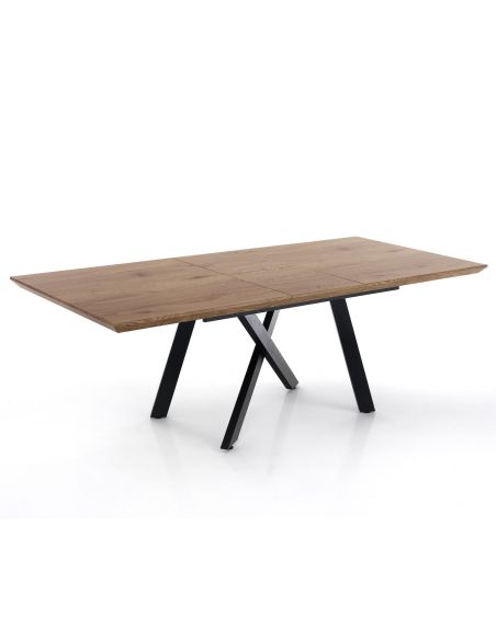 Tavolo rettangolare allungabile in metallo e legno Kalervo