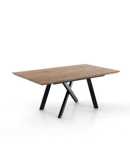 Tavolo rettangolare allungabile in metallo e legno Kalervo
