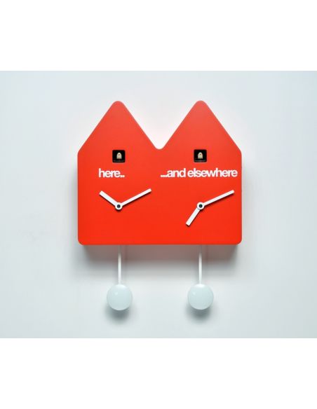 Orologio da parete con cucu design moderno a forma di casetta Double q Orologio da parete con cucu design moderno a forma di casetta Double q