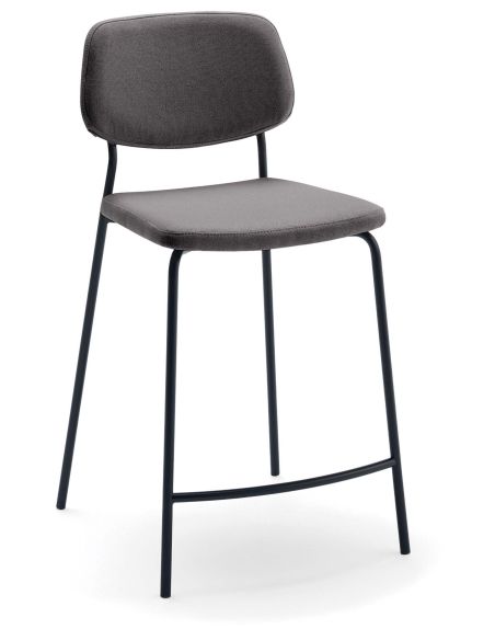 Sgabello da cucina imbottito in acciaio e velluto Toledo Stool