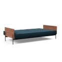 Divano-letto comodo uso quotidiano con braccioli in legno SplitBack Lauge - 580 Argus Navy Blue