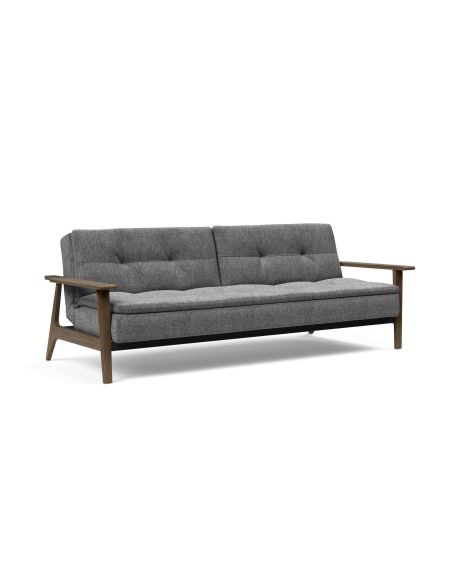 Divano letto comodo regolabile con braccioli in legno Dublexo Frej - 563 Twist Charcoal