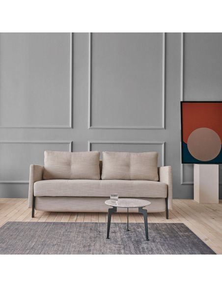 Divano letto Cubed Arm con braccioli convertibile salvaspazio 140 cm - 612 Blida Sand Grey