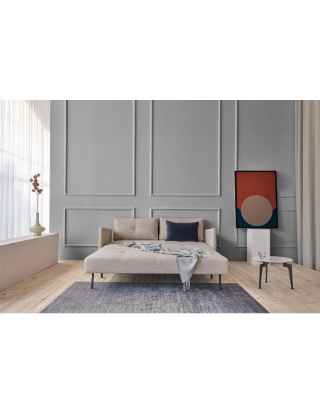 Divano letto Cubed Arm con braccioli convertibile salvaspazio 140 cm - 612 Blida Sand Grey